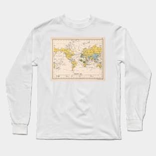 Old World Currency Map (1907) Vintage Gold Standard & Silver Backed Money Countries Atlas Long Sleeve T-Shirt